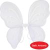 Beistle White Fairy Wings – 3 Pack Small Lightweight Nylon Butterfly Costume Wings with Elastic Straps, Fantasy Cosplay Accessories for Halloween Fairy Dress-Up Parties and Events, 14.5” x 16”