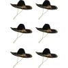 Beistle Felt Sombreros 6-Count – Black Mexican Fiesta Hats with Gold Trim, Adult Costume Accessories for Cinco de Mayo, Mariachi Outfits, Latin Themed Parties, and Taco Tuesdays