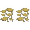 Beistle Glittered Foil Grad Cap Cutouts 12 Piece, Assorted Sizes, Gold/Black