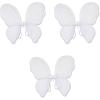 Beistle White Fairy Wings – 3 Pack Small Lightweight Nylon Butterfly Costume Wings with Elastic Straps, Fantasy Cosplay Accessories for Halloween Fairy Dress-Up Parties and Events, 14.5” x 16”