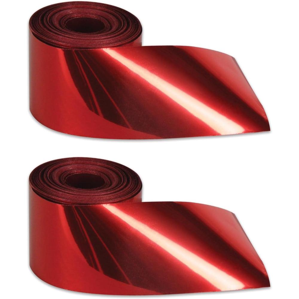 imageBeistle 2 Piece 200 FT Red Metallic Plastic Streamers for Birthday Party Patriotic Supplies and Valentines Day Decorations Made In USA Since 1900 2quot x 200