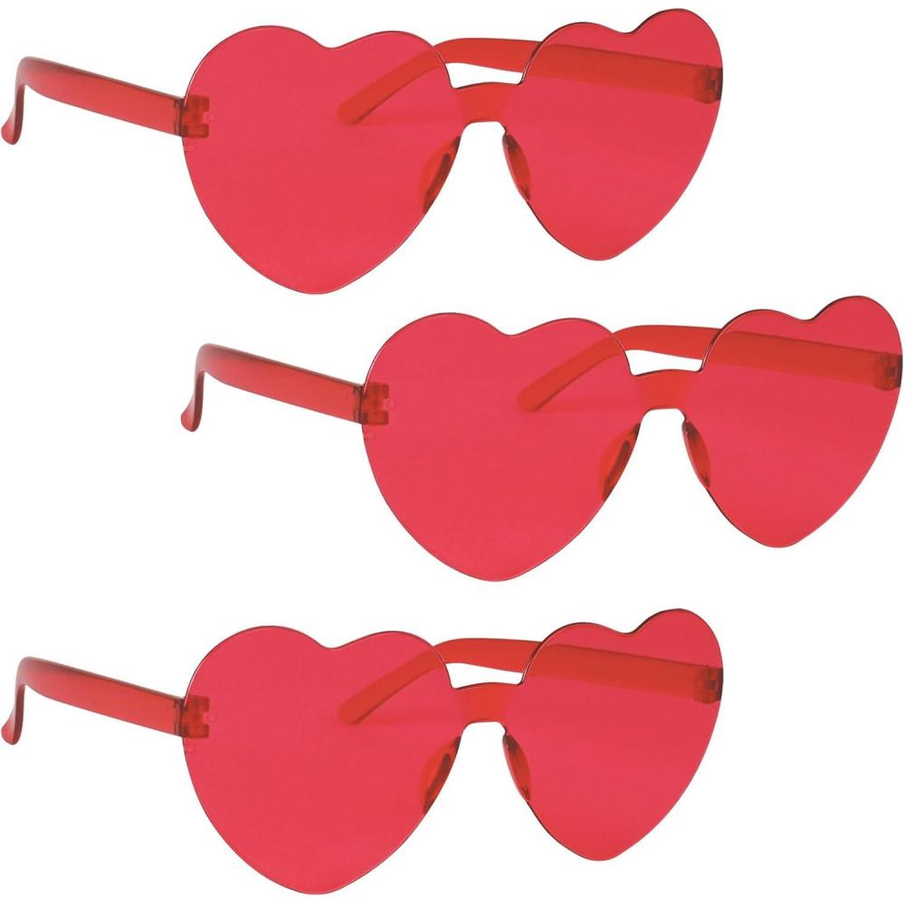 imageBeistle Red Heart Glasses 3 Pairs Stylish and Fun HeartShaped Novelty Sunglasses Eyewear Accessories and Party Favors for Costumes Valentines Day and Retro Events One Size