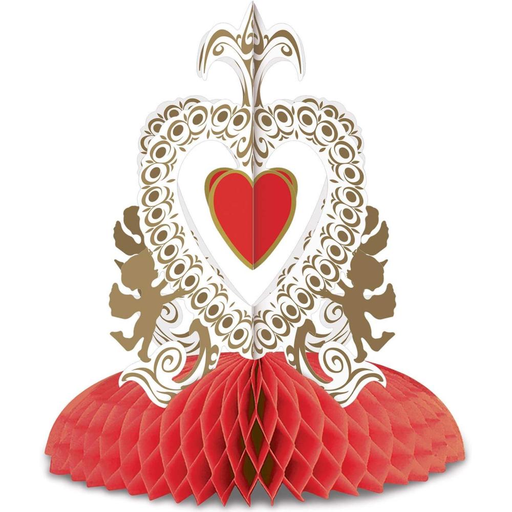 imageBeistle Vintage Valentine Cupids Heart Centerpiece