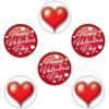 Beistle Valentine’s Day Buttons – 6-Pack Red and White Round Pins with Heart and Script Designs for V-Day Accessories for Handouts, Love Themed Events, Rewards, Dances, or Office Gifting, 2”