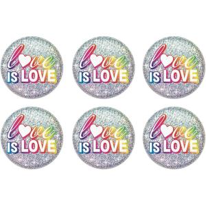 Beistle 6 Piece Prismatic LGBTQIA+ Rainbow Pride Love Is Love Pinback Buttons