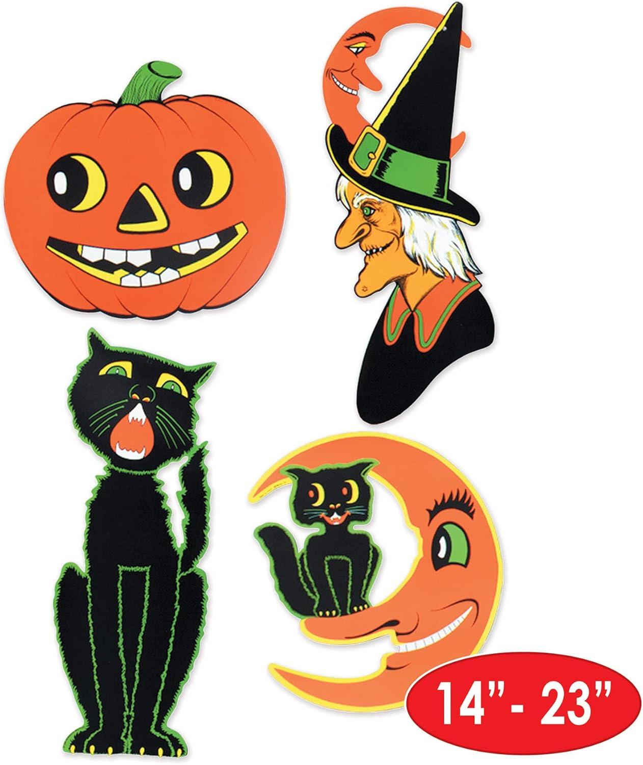 imageBeistle 8 Piece Retro Vintage Paper Halloween Decoration Cut Outs