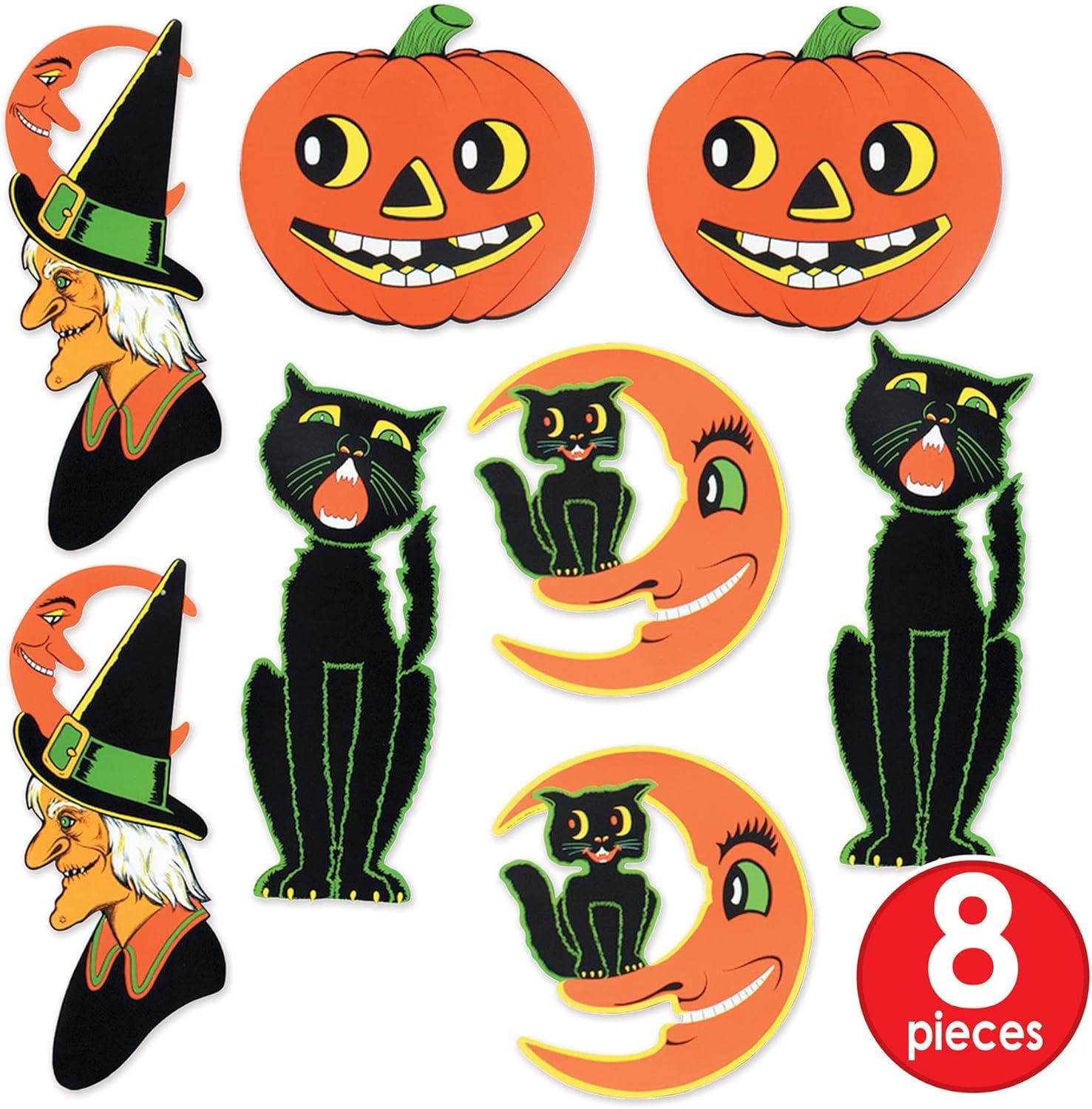 imageBeistle 8 Piece Retro Vintage Paper Halloween Decoration Cut Outs