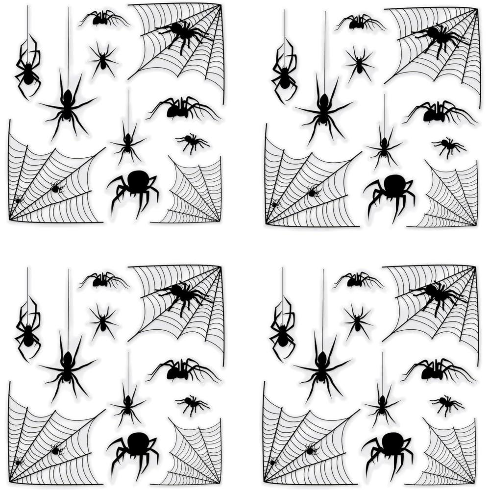 imageBeistle 4 Sheets 44 Pieces Black Spider ampamp Web Window Clings  Creepy And Realistic Looking Halloween Decorations For Spooking Up Your Home Made In USA Since 1900