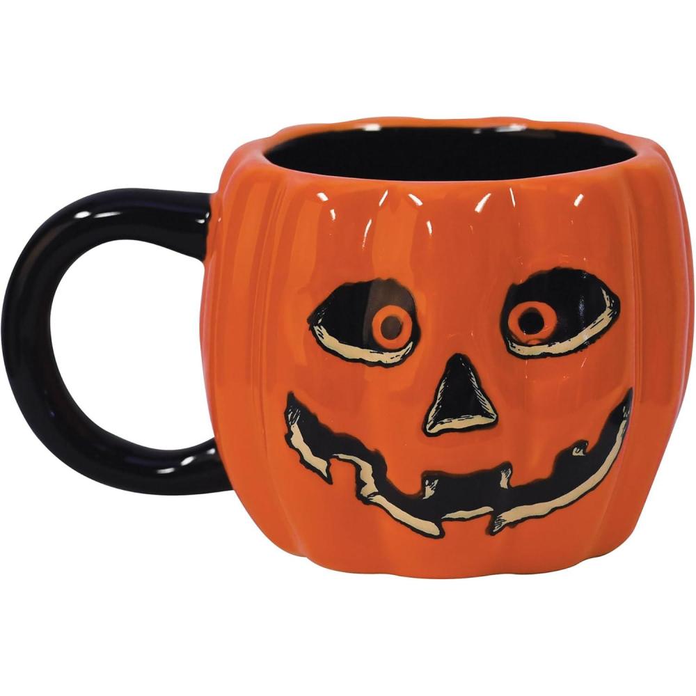 imageBeistle Vintage Halloween Ceramic JOL Mug  Retro Style Holiday Coffee Cup Orange JackOLantern Drinkware with Classic Pumpkin Face Seasonal Party Tableware Dishwasher and Microwave Safe 12 Oz