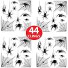 Beistle 4 Sheets (44 Pieces) Black Spider & Web Window Clings – Creepy And Realistic Looking Halloween Decorations For Spooking Up Your Home, Made In USA Since 1900