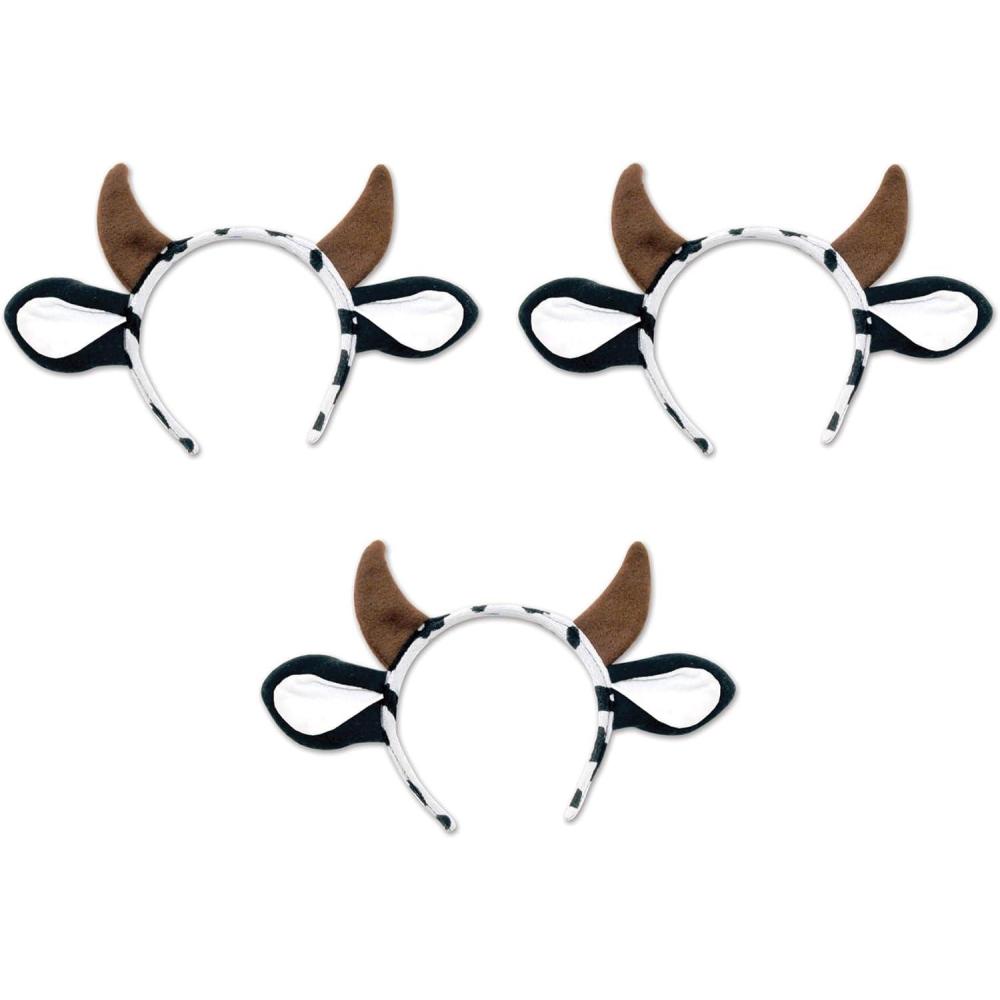 imageBeistle 3 Piece Cow Ears and Horns Headbands For Farm Theme Western Party Costume Accessories Celebrating With You Since 1900