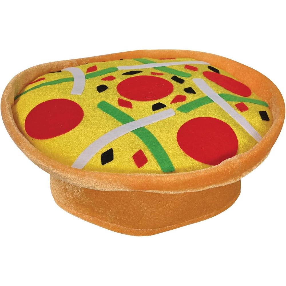 imageBeistle Plush Fabric Pizza Hat Italian Food Themed Party Supplies Wacky Hair Day Accessories Funny Halloween Costume