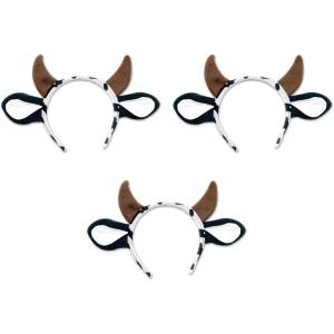 Beistle 3 Piece Cow Ears and Horns Headbands For Farm Theme Western Party Costume Accessories, Celebrating With You Since 1900