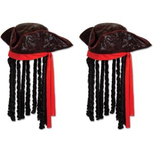 Beistle Caribbean Pirate Hat with Dreadlocks(Caribbean Pirate – 2 Piece)