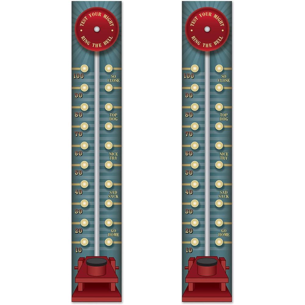 imageBeistle Set of 2 Circus Pull Down Photo Prop Backdrops 6 Test of Strength Game Vintage Carnival Wall Decorations