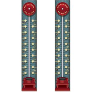 Beistle Set of 2 Circus Pull Down Photo Prop Backdrops, 6′- Test of Strength Game, Vintage Carnival Wall Decorations