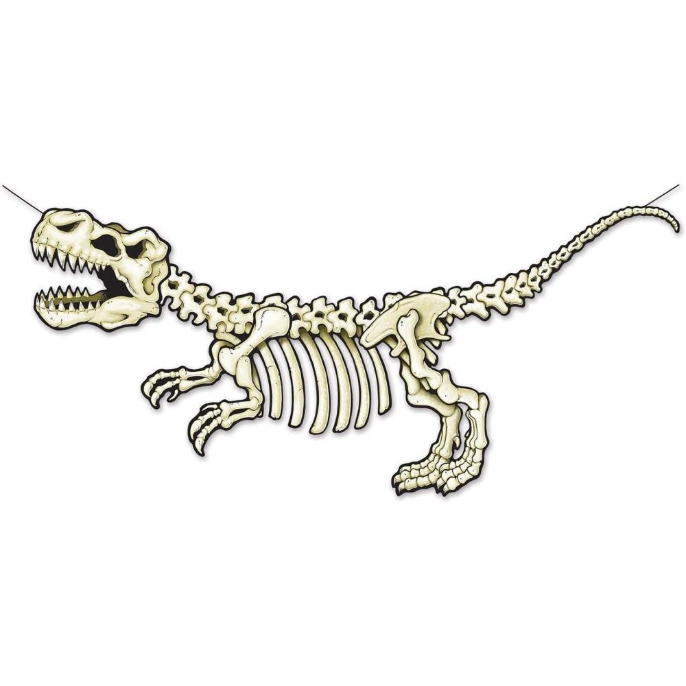 imageSet of 12 Beige TRex Skeleton Party Streamers 5