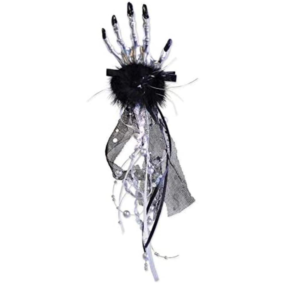 imageTBC Spooky Skeleton Hand Hair Clip Costume Accessory 1ct silver