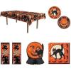 Beistle Vintage Halloween Tablecover, 8 Piece Vintage Halloween Plates, 16 Piece Vintage Halloween Napkins, Vintage Halloween Cat & Moon Centerpiece, 2 Piece Vintage Halloween Door Covers
