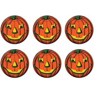 Beistle 6 Piece Vintage Halloween Party Supplies Pumpkin Goblin Jack O Lantern Button Pins