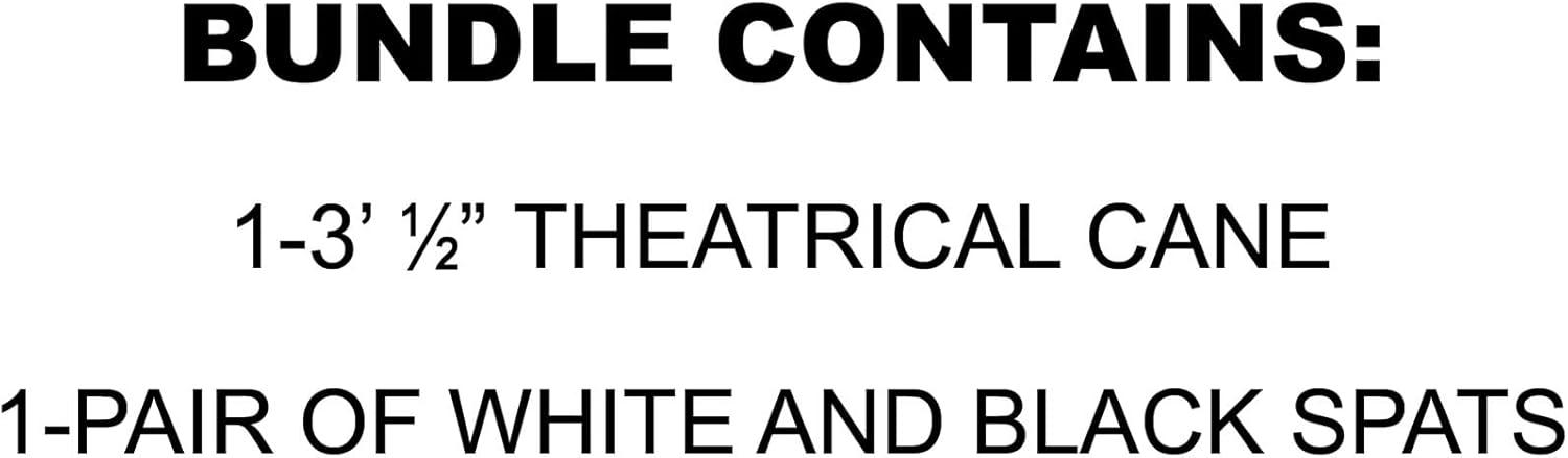 imageBeistle Vintage Costume Accessory Bundle 1 Theatrical Cane ampamp 1 Pair of White and Black Spats 1920s Gentleman Magician Victorian Stage Performance Great 20s Party Accessories