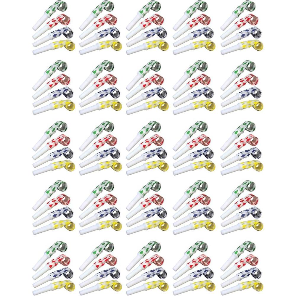 imageBeistle 100 Piece Birthday Party Noisemaker Blow Outs Happy New Years Eve Favors 16