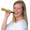 Beistle Sparkling Gold Party Horns – 4 Pack, Metallic Noisemakers with Black Jumbo Plastic Mouthpieces, Celebration Horns for New Year’s Eve, Birthdays, Graduations, Weddings & Special Events, 9”