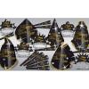 Happy New Year Shimmer Assortment for 10 People Hats, Tiaras, Noisemaker Horns – Black/Gold/Silver