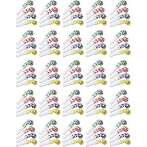 Beistle 100 Piece Birthday Party Noisemaker Blow Outs – Happy New Year’s Eve Favors, 16”