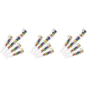 Beistle Happy New Year Blowouts – 12 Pack, Colorful Printed Party Horns, Classic Noisemakers for New Year’s Eve Parties, Midnight Celebrations, & Countdown Events, 16″