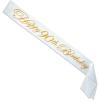 Beistle White Happy 90th Birthday Glittered Satin Sash – 1pc