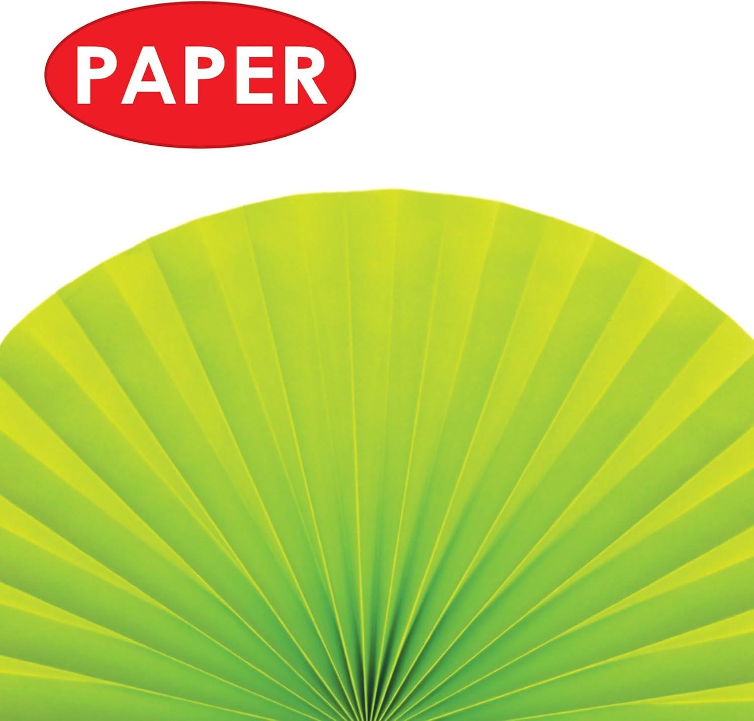 imageBeistle 10 Piece Paper and Foil Decorative Fans Assorted Sizes RedLime GreenBlue