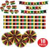 Beistle Celebrate History Decorating Kit 18-Piece Set with Tissue Fans, Cutouts, Streamer, and Leaf Garlands, Red, Green, Yellow and Black African American Party Supplies, Assorted, YellowBlack