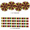 Beistle Celebrate History Decorating Kit 18-Piece Set with Tissue Fans, Cutouts, Streamer, and Leaf Garlands, Red, Green, Yellow and Black African American Party Supplies, Assorted, YellowBlack