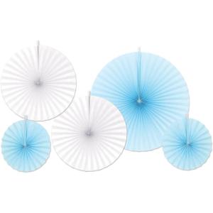 Beistle Blue & White Accordion Paper Fans