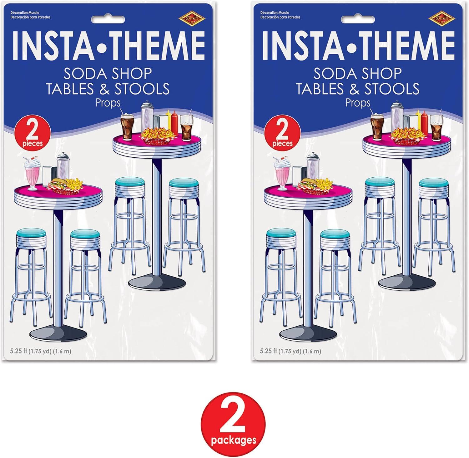 imageBeistle 4 Piece Retro 1950s Soda Shop Tables ampamp Stools Wall Dcor 50s Party Decorations Celebrating With You Since 1900