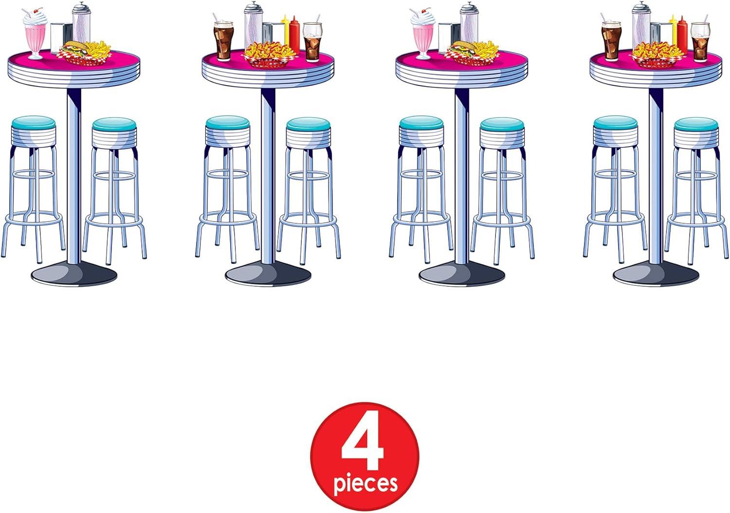 imageBeistle 4 Piece Retro 1950s Soda Shop Tables ampamp Stools Wall Dcor 50s Party Decorations Celebrating With You Since 1900