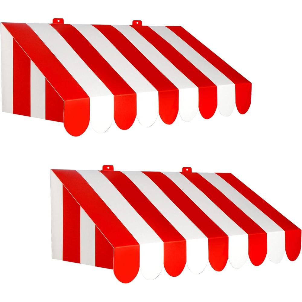 imageBeistle 3D Red and White Awning Wall Decorations  2Pack Cardstock Circus and CarnivalThemed Dcor for Party Walls Photo Booths Italian Events and Vintage Clown or Fair Displays 24quot x 8quot