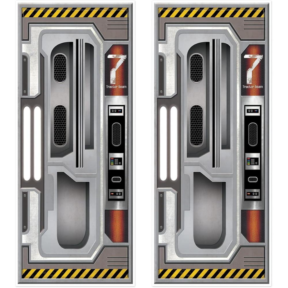 imageBeistle Set of 2 Plastic Spaceship Door Covers Decorations for Outer Space Galaxy Alien Theme Birthday Futuristic Party Supplies ampamp Wall Decor 6 x 30quotGalaxy