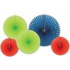 Beistle Red, Blue & Lime Green Assorted Paper & Foil Decorative Fans