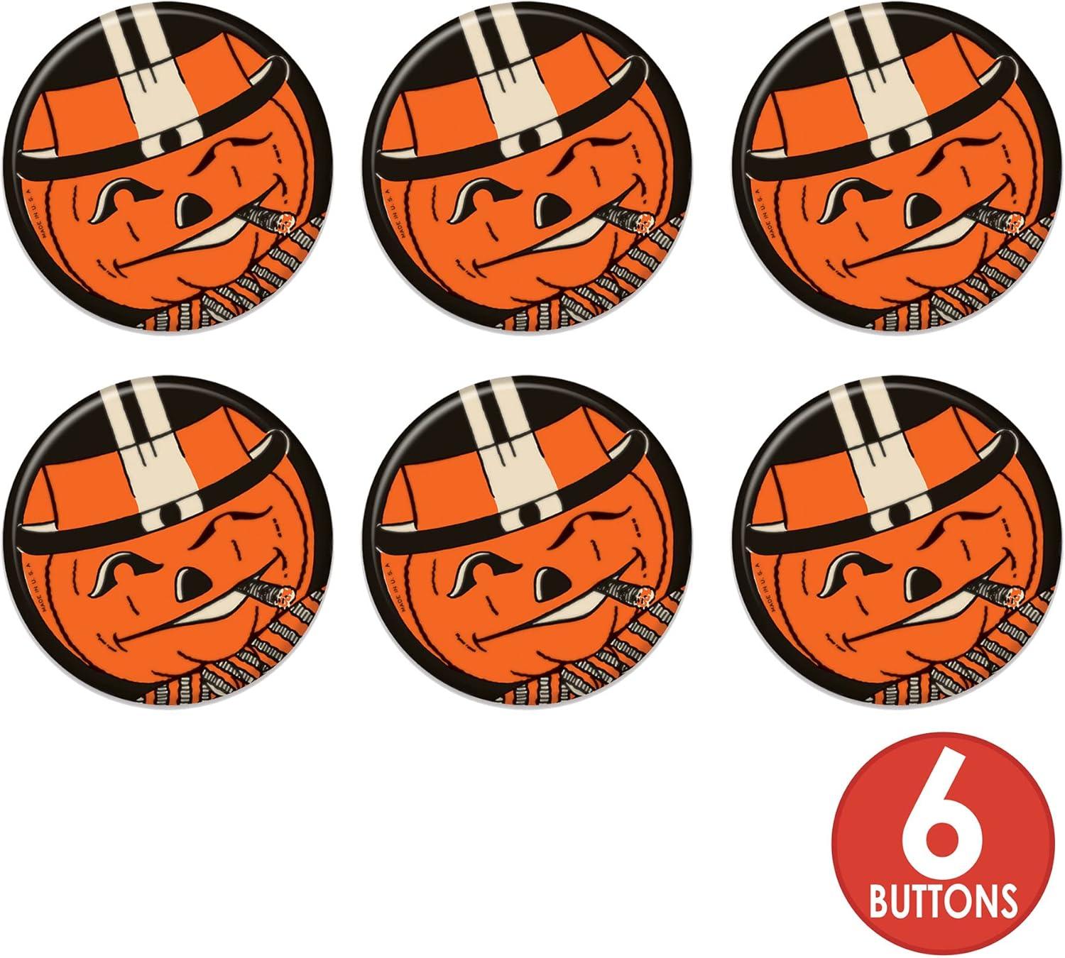 imageBeistle 6 Piece Vintage Halloween Decorations Jack O Lantern Party Supplies Pinback Buttons