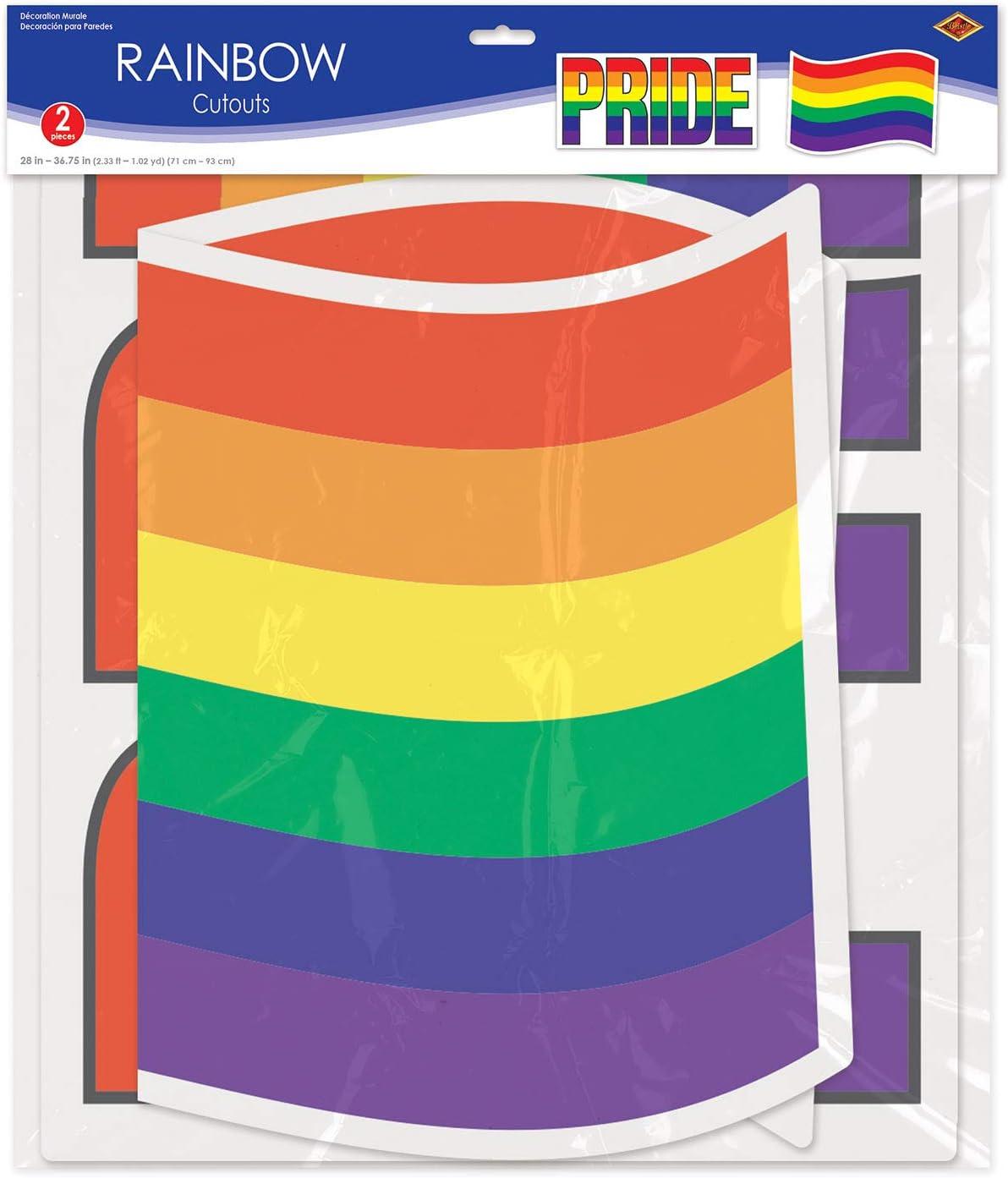imageBeistle Jumbo Rainbow Cutouts 2Pack DoubleSided Pride Decorations with Bold Flag and Lettering Designs Cardstock Wall Accents for Parades Equality Events and LGBTQ Celebrations 28quot to 36quot