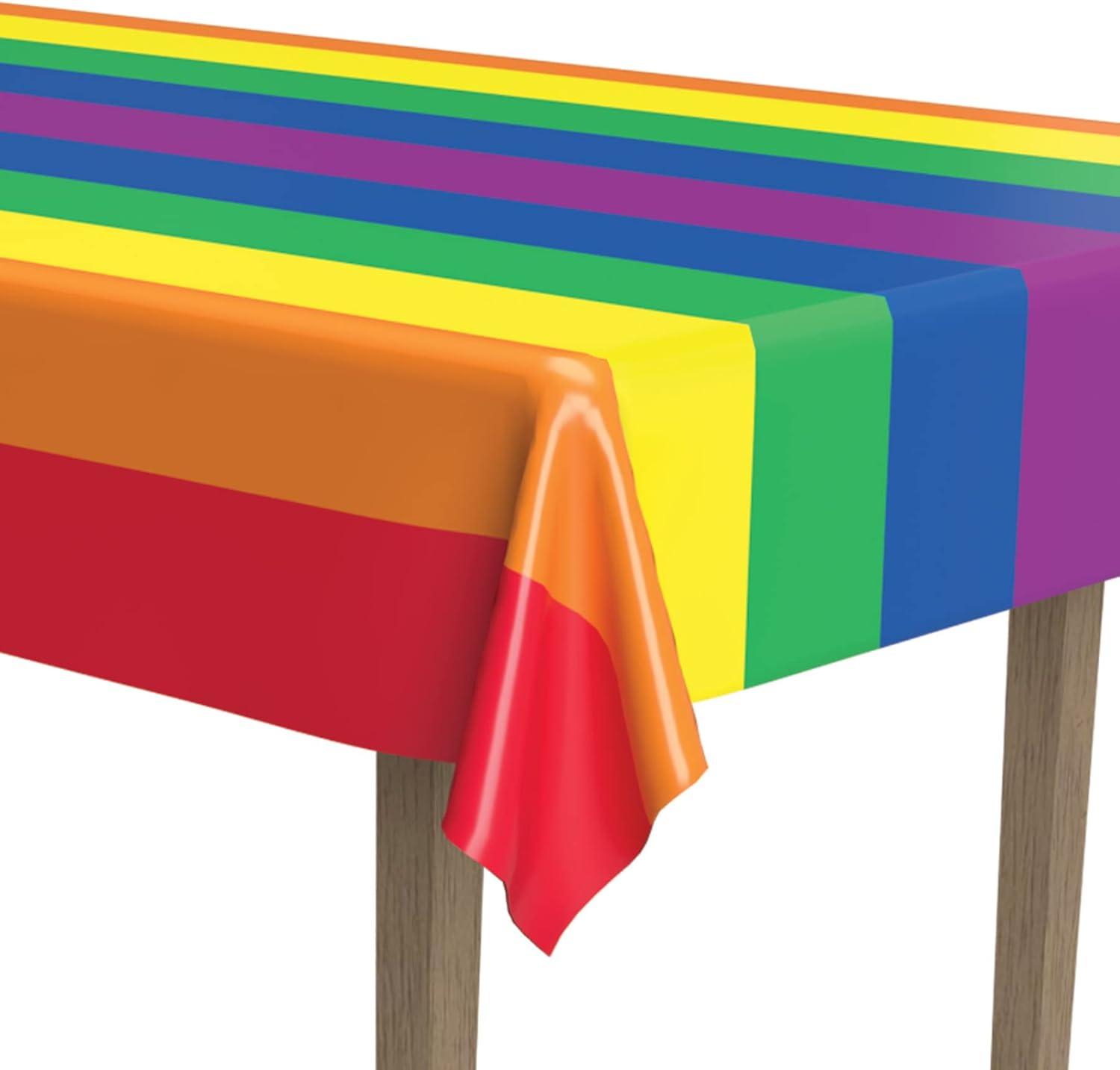 imageBeistle Rainbow Tablecovers  3Pack Rectangular Plastic Colorful LGBTQ Party Decorations for Pride Events Birthdays Carnivals Festivals and RainbowThemed Celebrations 54quot x 108quot