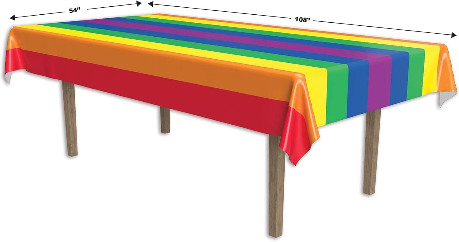 imageBeistle Rainbow Tablecovers  3Pack Rectangular Plastic Colorful LGBTQ Party Decorations for Pride Events Birthdays Carnivals Festivals and RainbowThemed Celebrations 54quot x 108quot