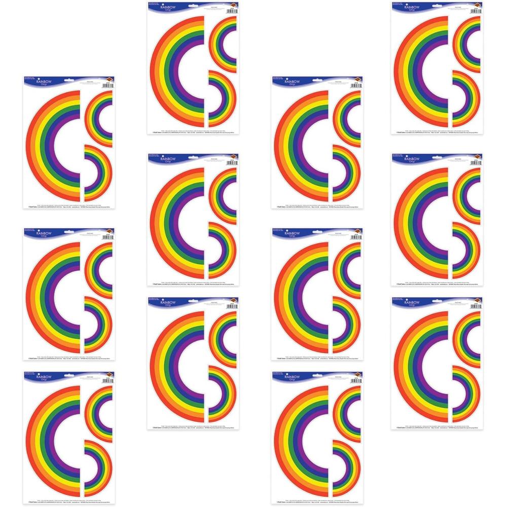 imageBeistle 12 Sheets 36 Piece Total Rainbow Party Decorations Classroom Window Clings for Springtime Dcor Made in The USA Since 1900 17quot x 12quot RedOrangeYellowGreenBluePurple