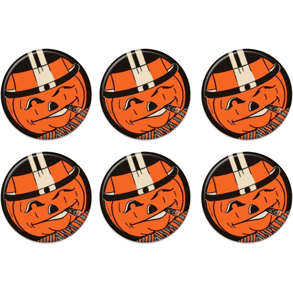 imageBeistle 6 Piece Vintage Halloween Decorations Jack O Lantern Party Supplies Pinback Buttons
