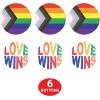 Beistle 6 Piece 2″ Rainbow Pride Button Pins, LGBTQ Party Accessories