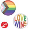 Beistle 6 Piece 2″ Rainbow Pride Button Pins, LGBTQ Party Accessories