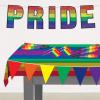 Beistle Rainbow Tablecovers – 3-Pack Rectangular Plastic Colorful LGBTQ+ Party Decorations for Pride Events, Birthdays, Carnivals, Festivals, and Rainbow-Themed Celebrations, 54″ x 108″