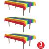 Beistle Rainbow Tablecovers – 3-Pack Rectangular Plastic Colorful LGBTQ+ Party Decorations for Pride Events, Birthdays, Carnivals, Festivals, and Rainbow-Themed Celebrations, 54″ x 108″